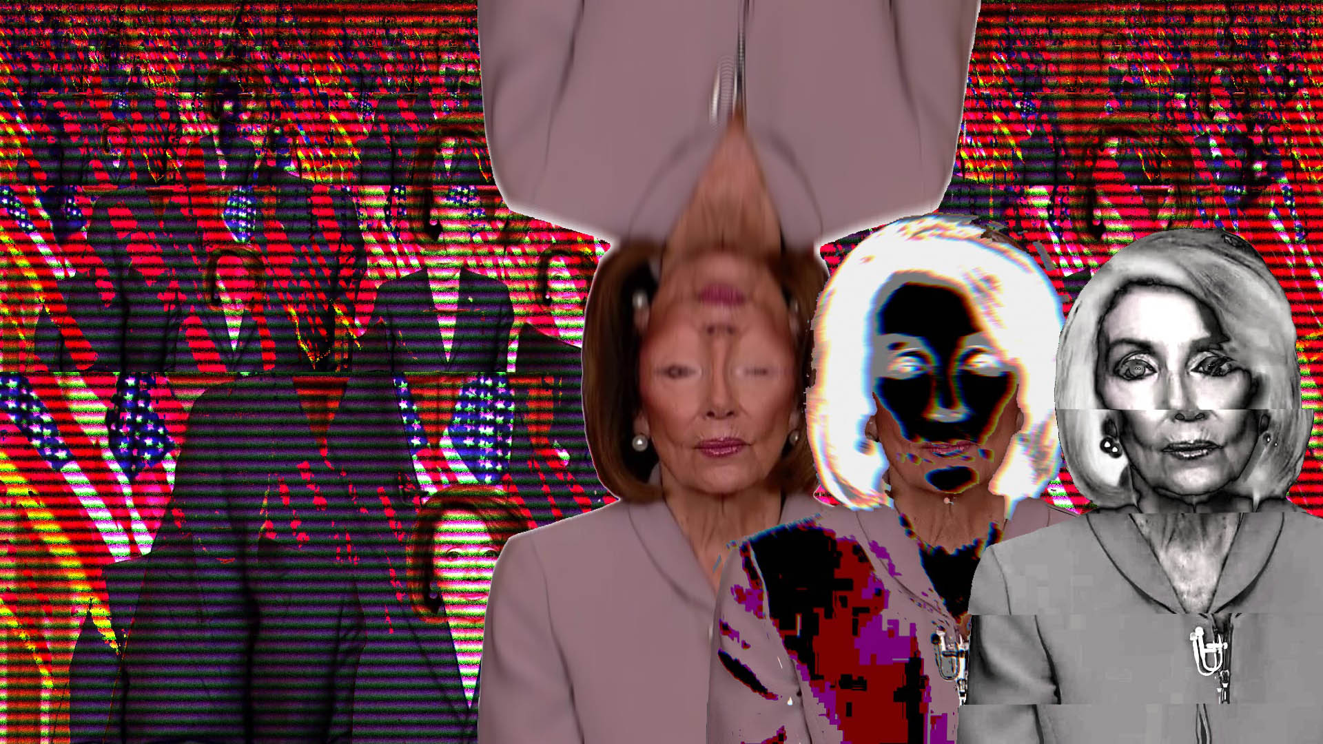 A bizarre and grotesque depiction of Speaker Nancy Pelosi