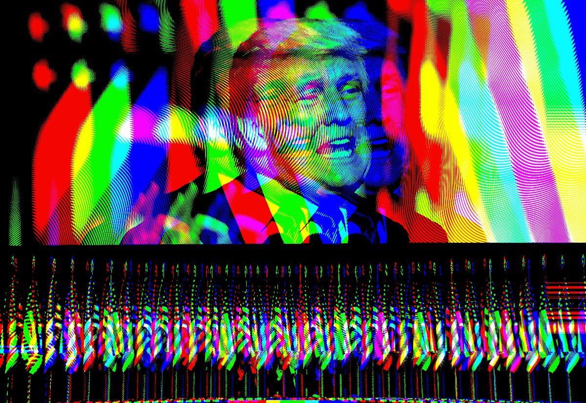 Distorted photo of Donald Trump at the 2016 GOP National Convention